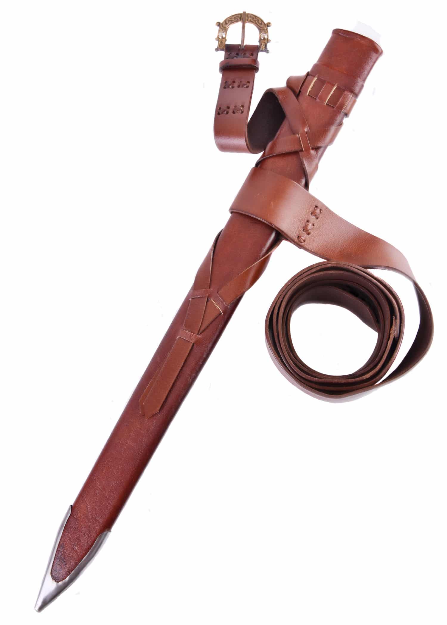 Fourreau d'épée viking avec ceinture en cuir et boucle en bronze