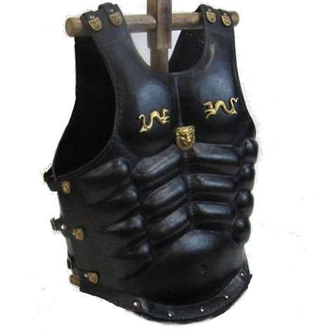 Cuirasse cuir musclée noire lion