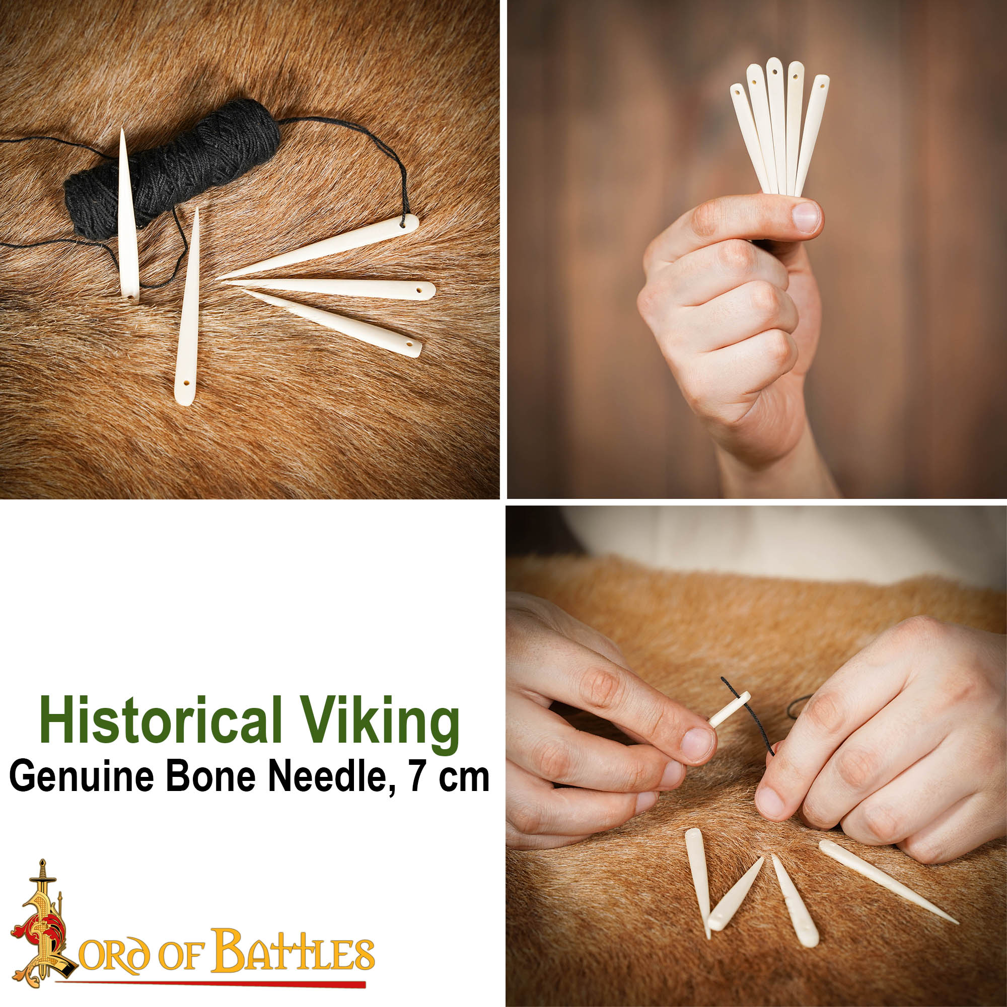 Aiguilles en os authentiques pour couture costume viking historique