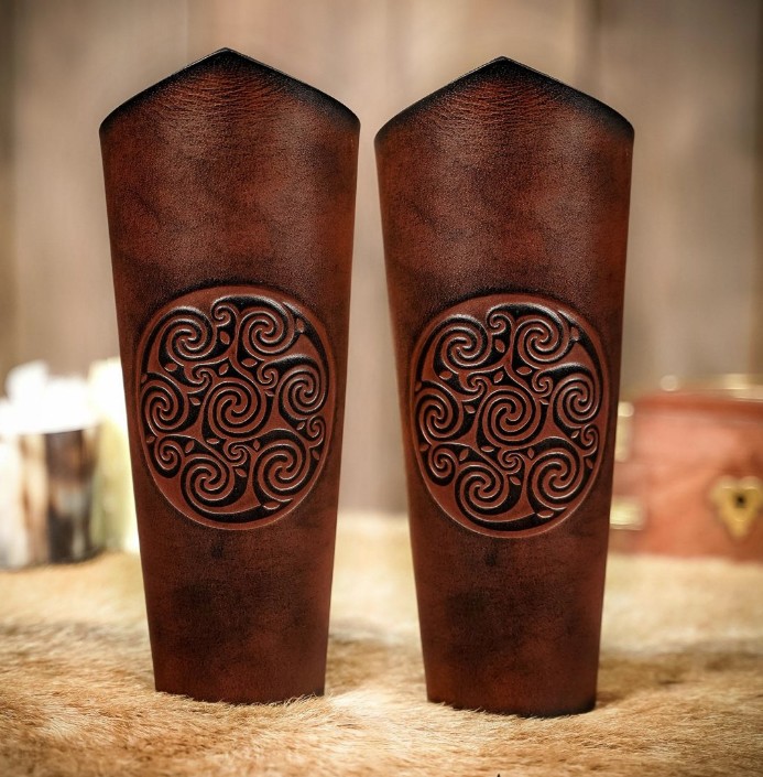 Brassards celtiques en cuir véritable