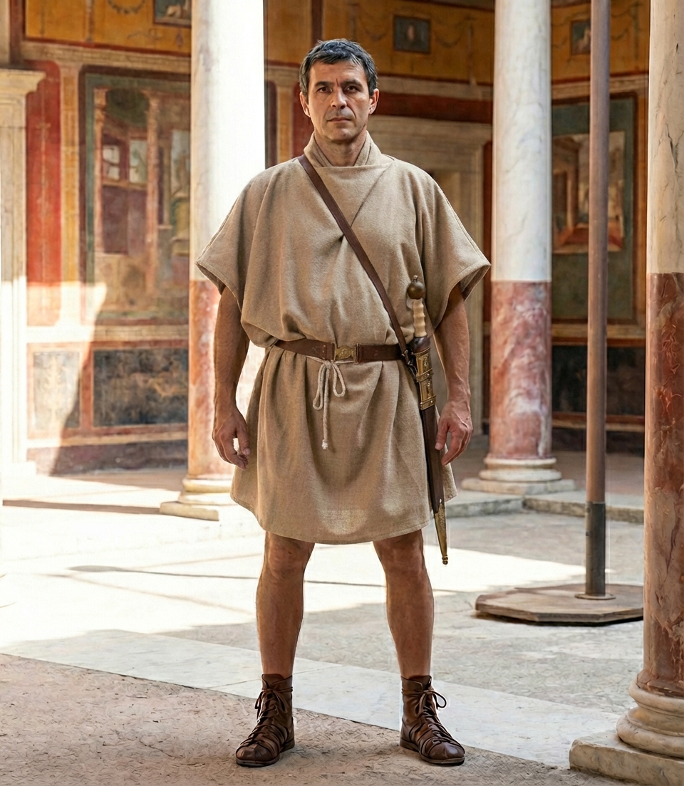 Tunique romaine en laine beige