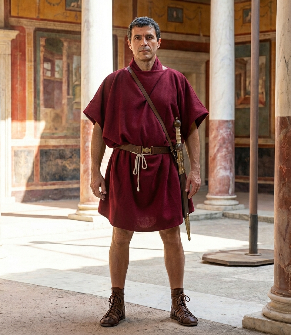 Tunique romaine en laine rouge