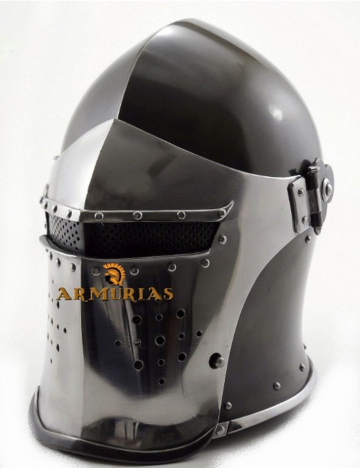Barbute à visière de chevalier acier