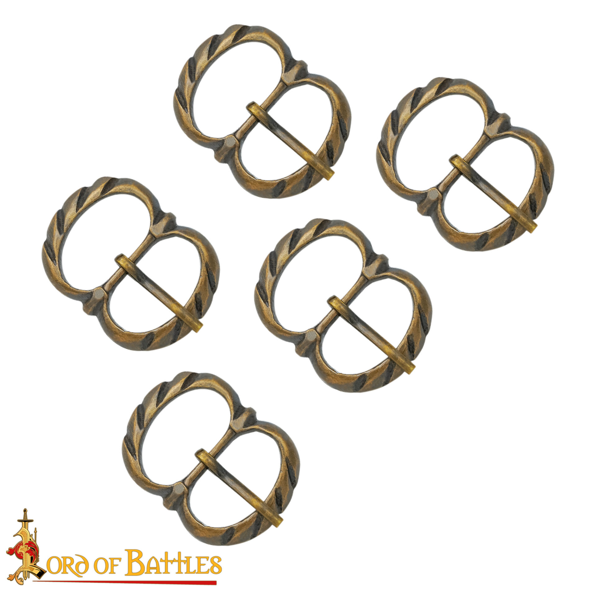 Boucles médiévales double anneau en laiton