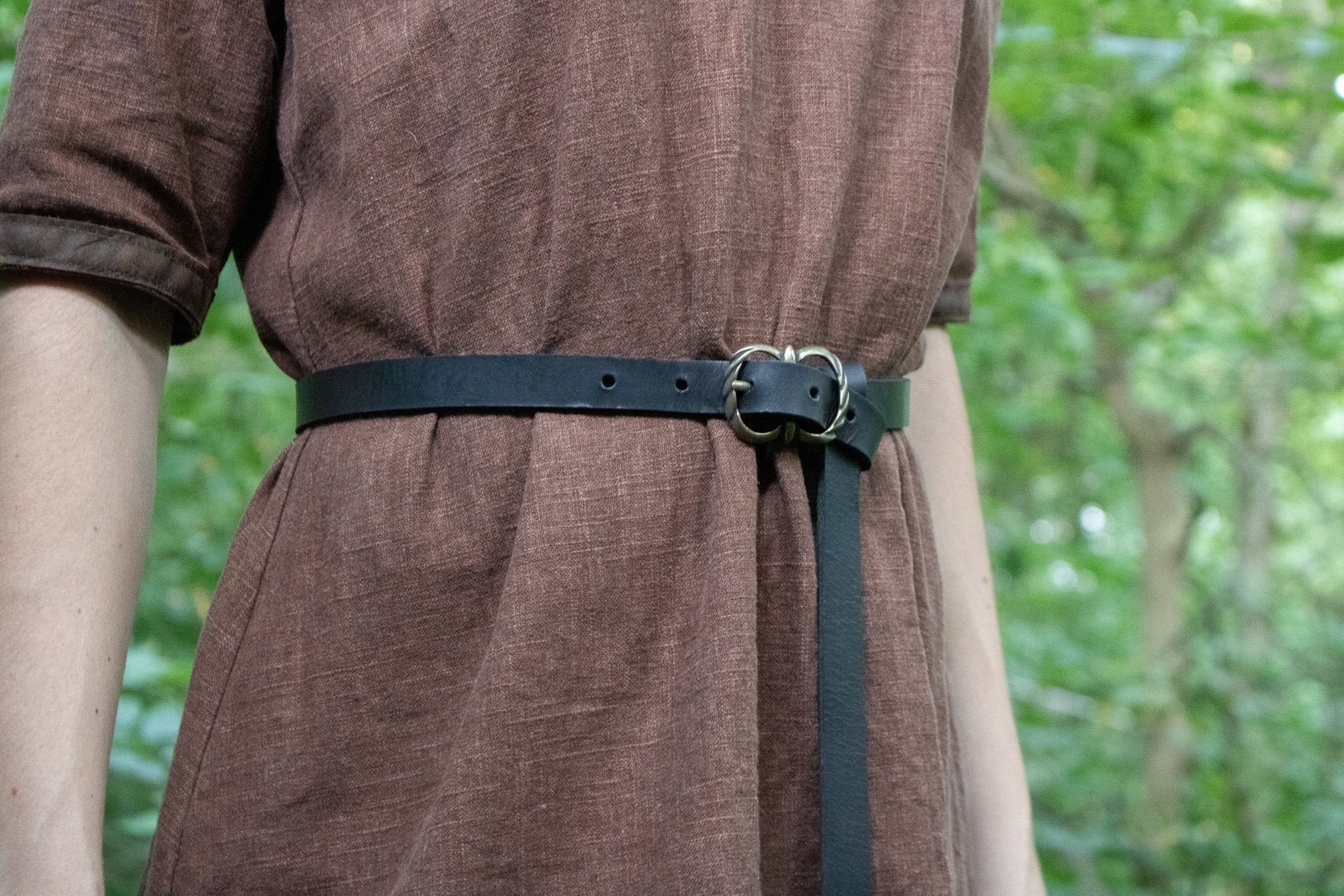 Boucle double anneau laiton installée ceinture cuir - Application authentique ajustement facile